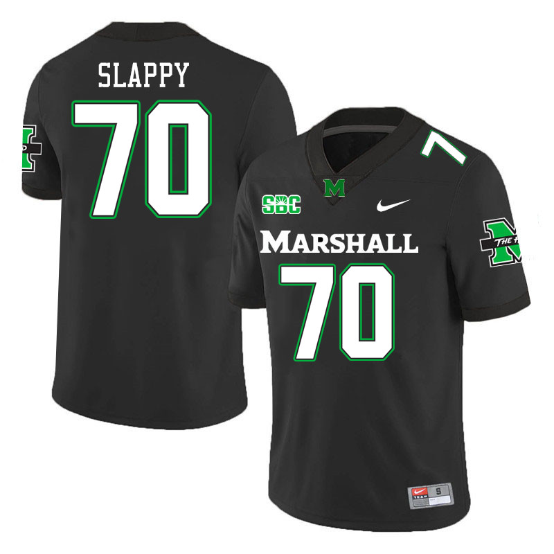 Men #70 Jalen Slappy Marshall Thundering Herd SBC Conference College Football Jerseys Stitched-Black